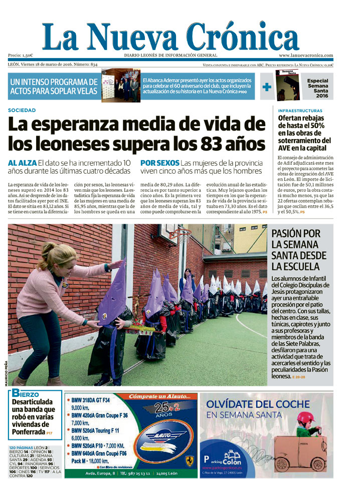 Imagen de la portada de hoy del periódico La Nueva Crónica