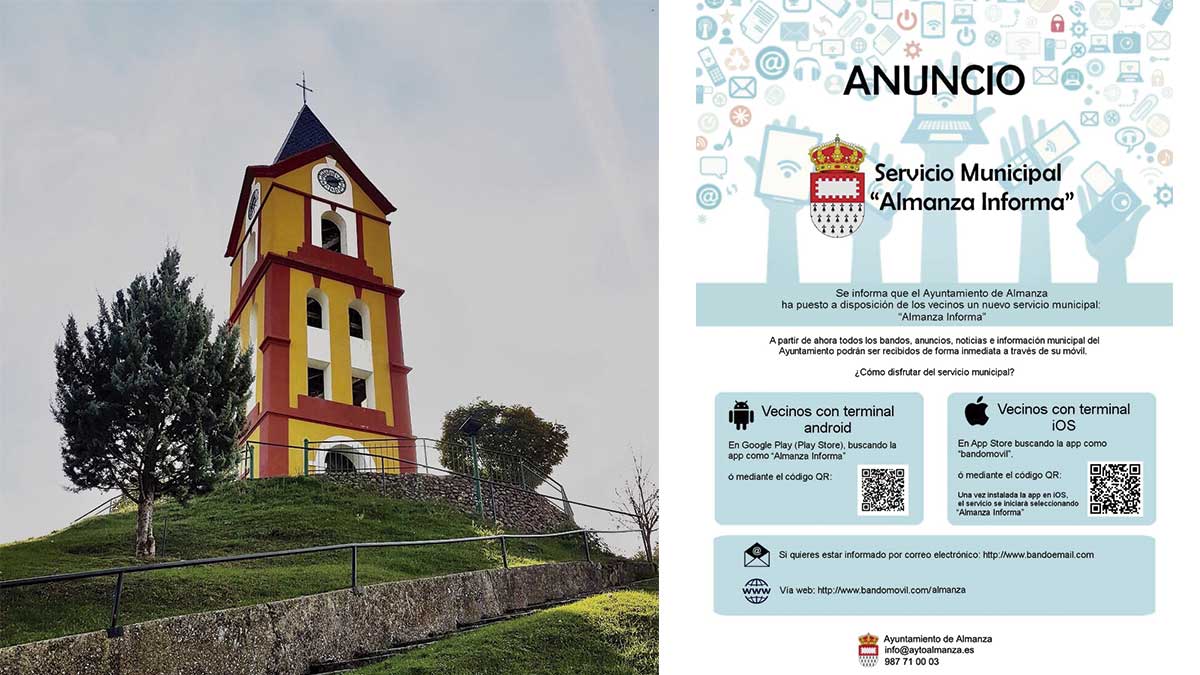 Torre de Almanza y un cartel promocional de la iniciativa. | L.N.C.