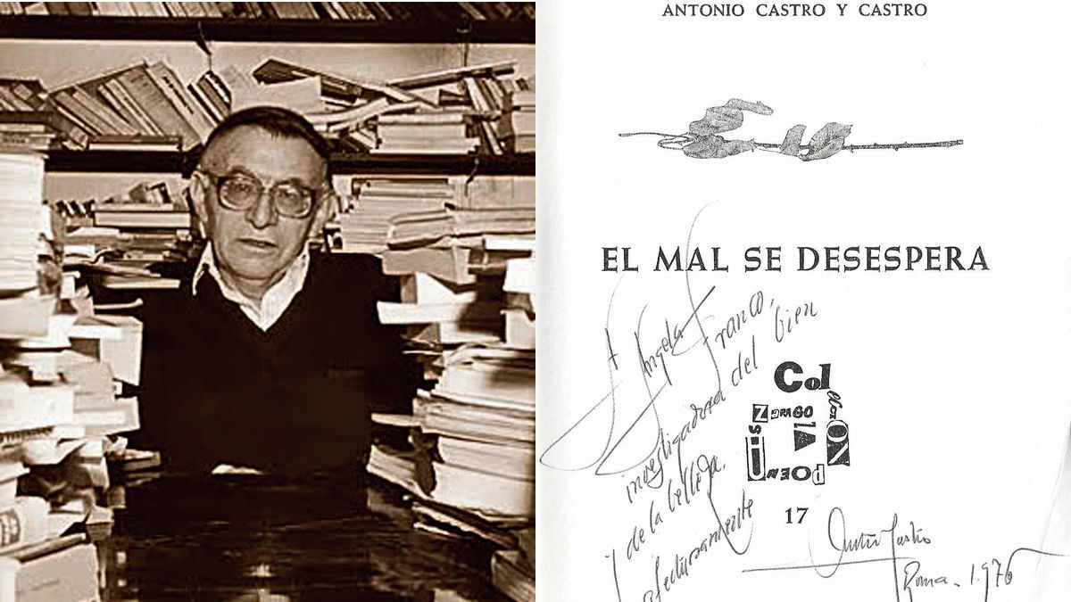 El leonés Antonio Castro y algunos de sus libros dedicados a Ángela Franco. | L.N.C.