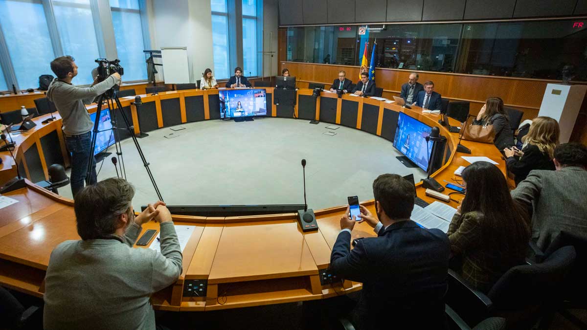 Una de las reuniones del Parlamento Europeo para tratar sobre el lobo con la presencia de Quiñones. | ICAL
