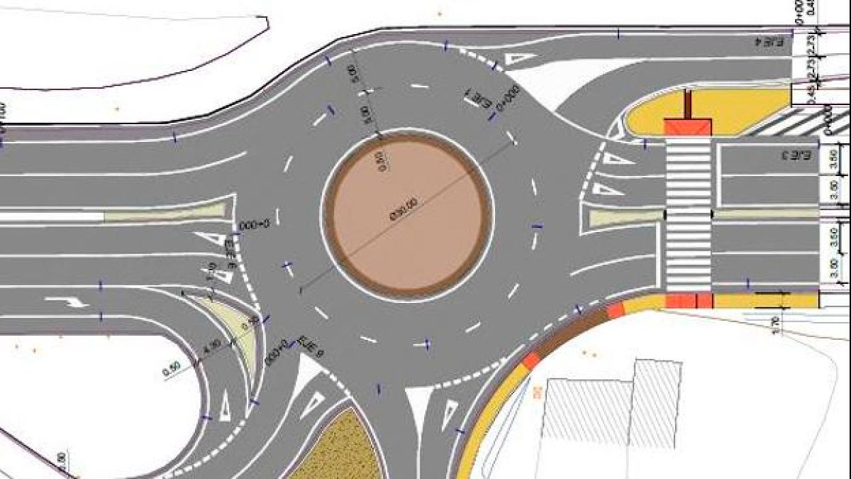Plano de la rotonda que se ejecutará en el acceso de la N-120 a Oteruelo. | L.N.C.