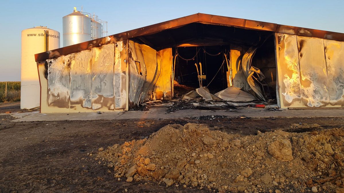 Imagen de la granja que se quemó este miércoles en Laguna de Negrillos.