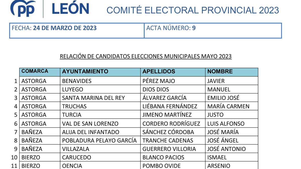 Comité Electoral Provincial del PP de León. | L.N.C.