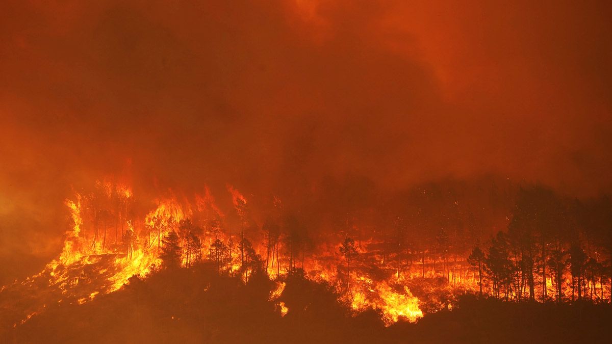 Imagen del incendio, originado en las Hurdes y que ha saltado a la sierra de Francia. | ICAL