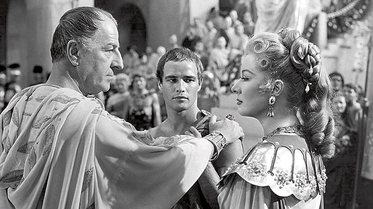 Louis Calhern, Marlon Brando y Greer Garson en ‘Julio César’ de Mankiewicz.