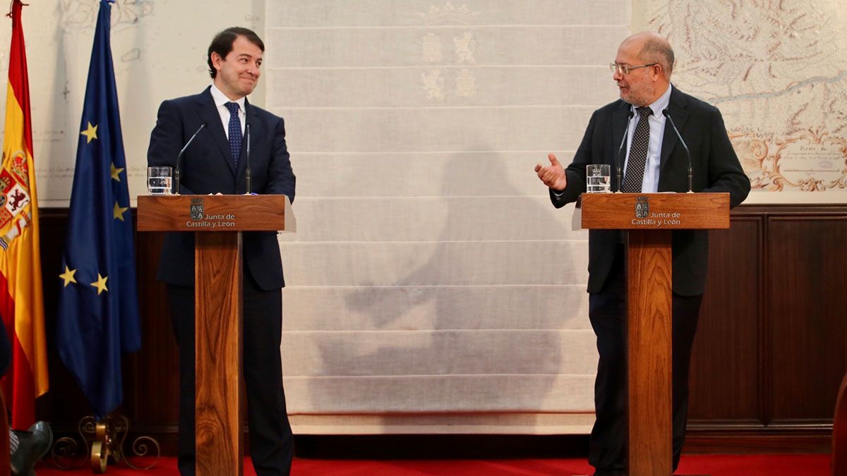 Alfonso Fernández Mañueco y Francisco Igea este viernes en su comparecencia conjunta. | ICAL