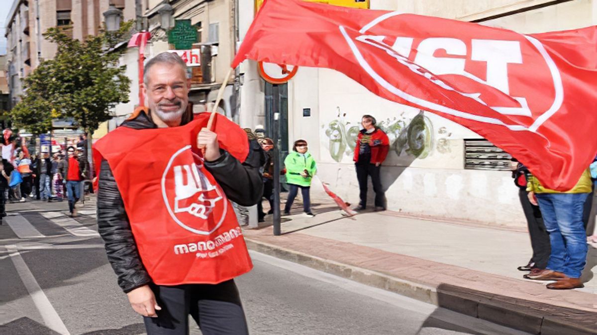 Manuel Rey, en una manifestación en Ponferrada. | UGT