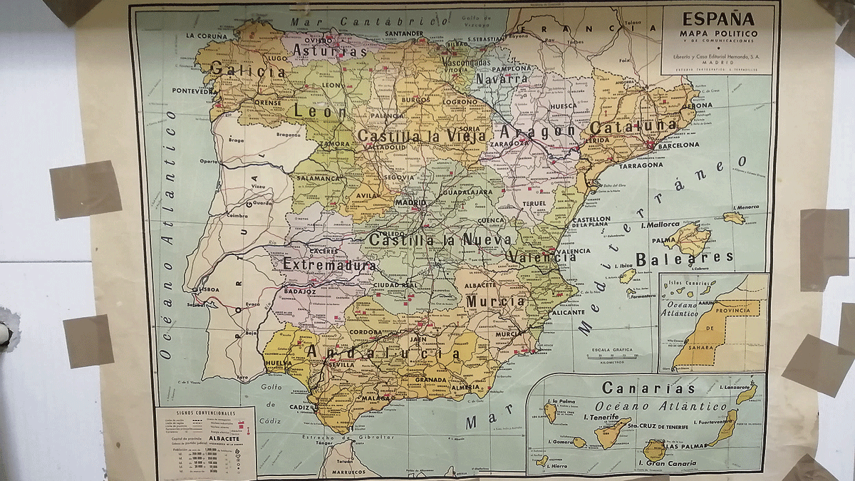 Un mapa viejo de España.