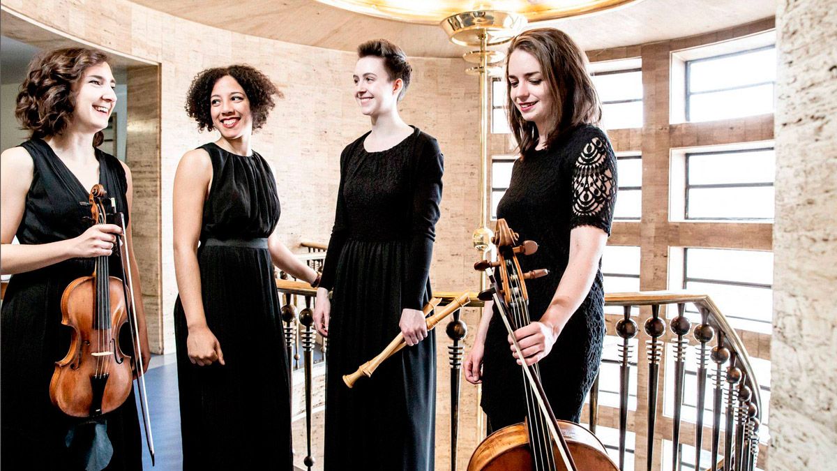 La cuatro componentes de la formación alemana Marsyas Baroque, entre las que se encuentra la clavecinista y organista leonesa Sara Johnson Huidobro.