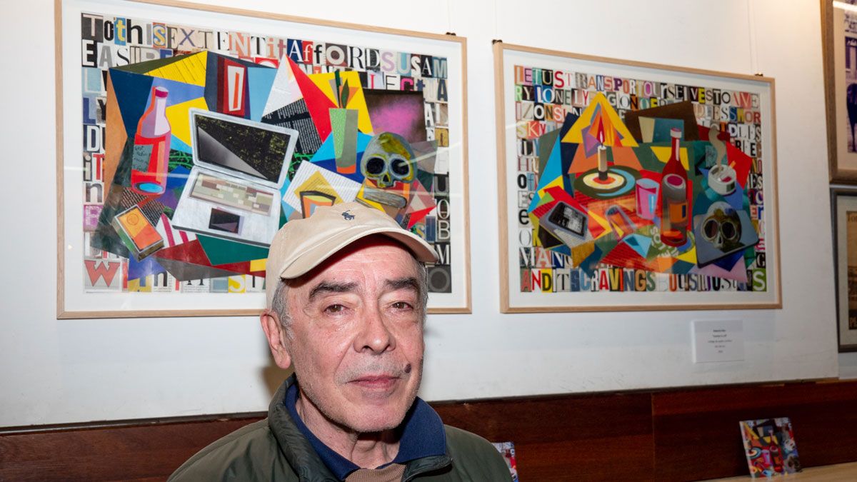 Roberto Díez ante su obra en el Camarote Madrid. | VICENTE GARCÍA