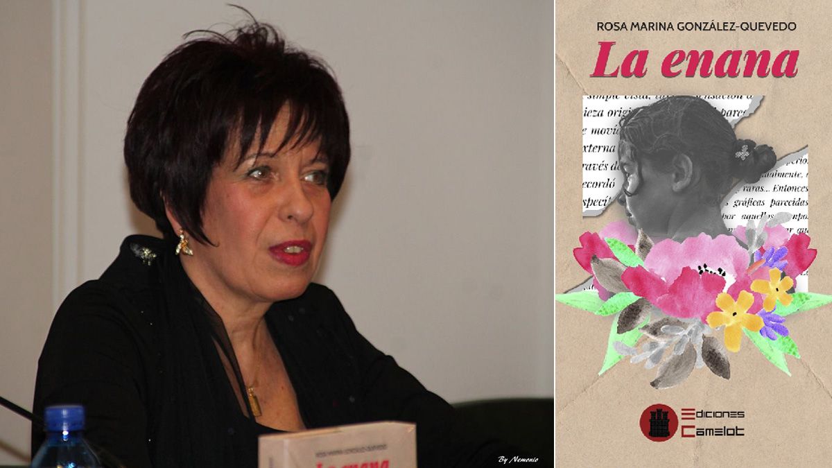La escritora Rosa Marina GonzÃ¡lez-Quevedo y la portada de su novela 'La enana'. | L.N.C.