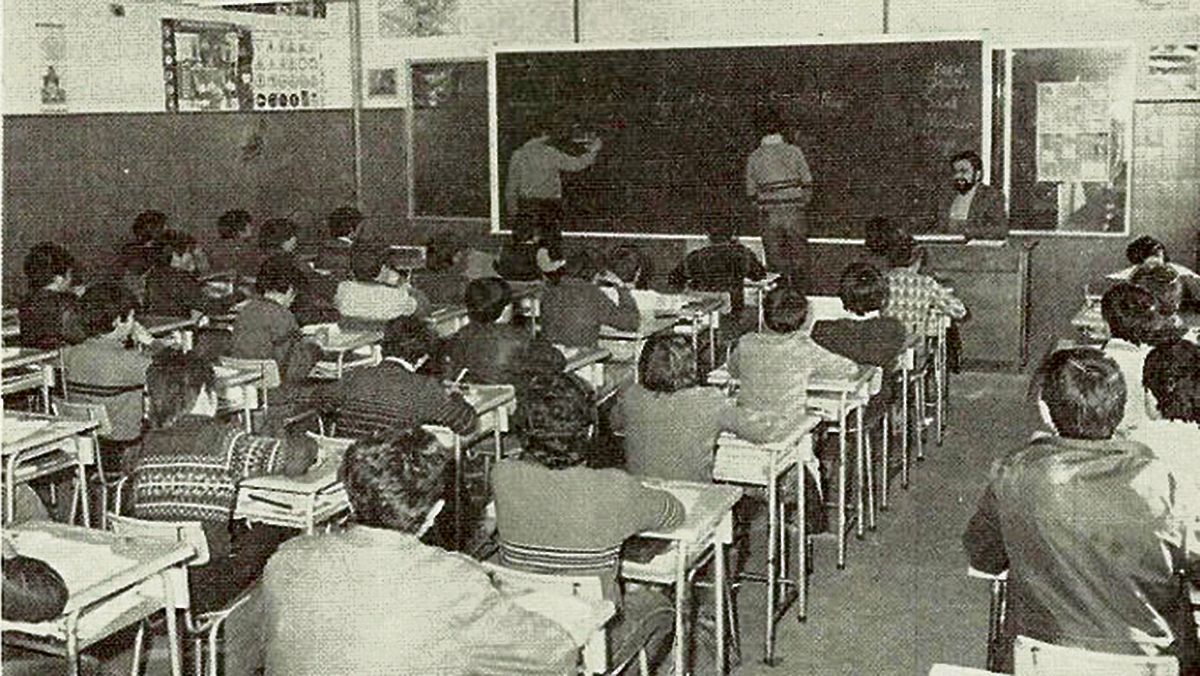 Una de las aulas del centro de formación de La Bañeza que dio servicio a la Diócesis de Astorga.
