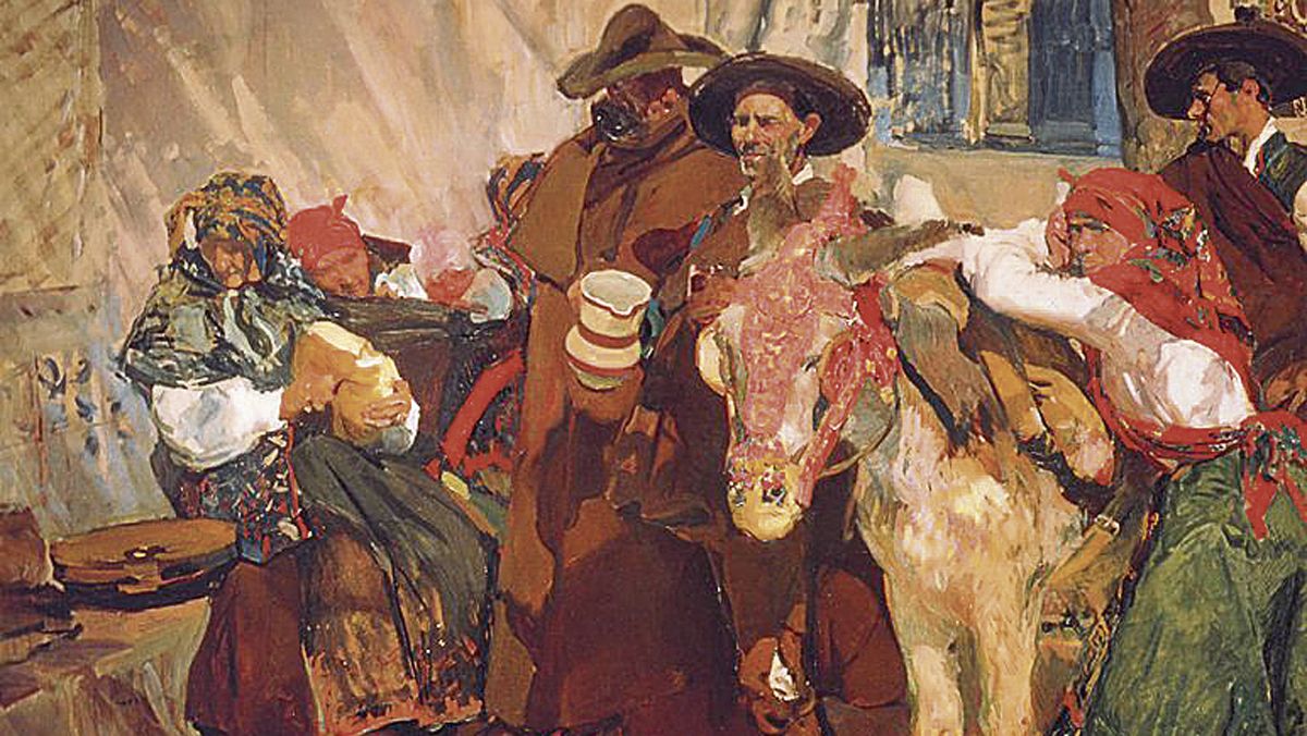 ‘Aldeanos leoneses’ (1907) es la obra que Joaquín Dorolla realizó para el proyecto de la Hispanic Society de Nueva York sobre una visión general de España.