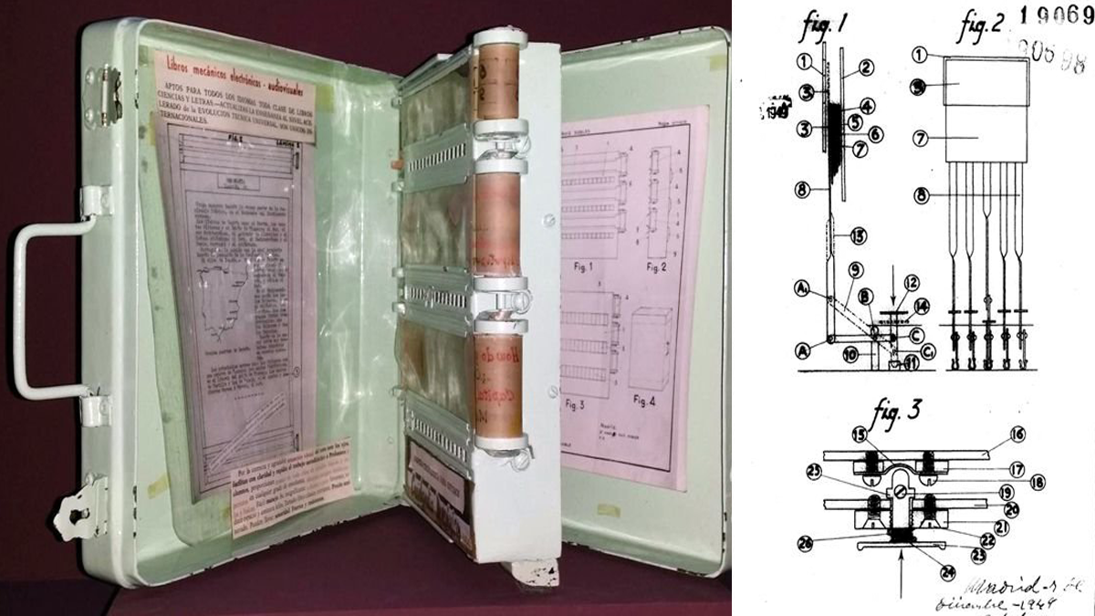Prototipo de la enciclopedia mecánica y patente del libro mecánico de Angela Ruiz Robles. | L.N.C.