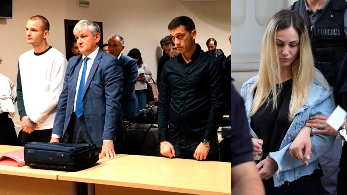 En la foto de la izquierda los dos hombres declarados culpables, a la derecha la mujer saliendo del juicio. | MNA