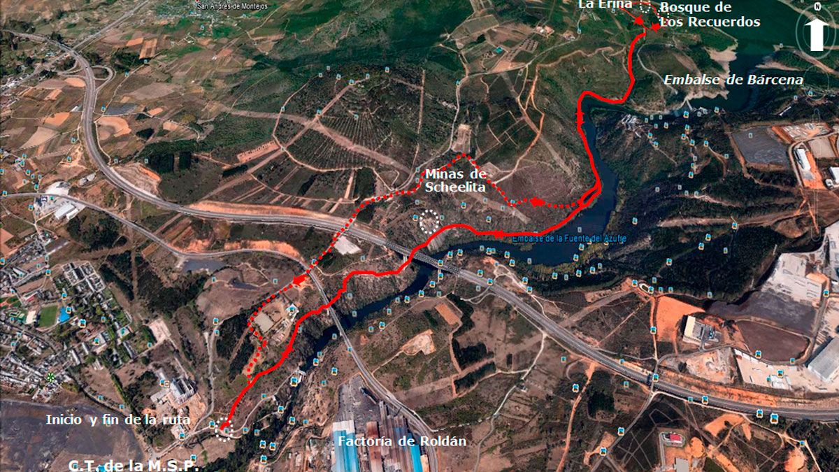 Ubicación de la ruta 'Por la Fragas del Sil, senda de los romeros' en Google Earth.