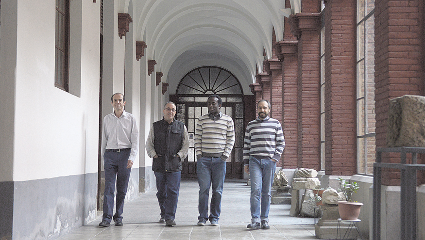 Jesús Félix, Jeremías, Thierry y Adrián, en un pasillo del Seminario. | MAURICIO PEÑA