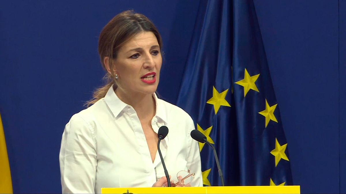 Yolanda Díaz, ministra de Trabajo y Economía Social, tras el acuerdo para subir el SMI alcanzado con patronal y sindicatos. | EUROPA PRESS