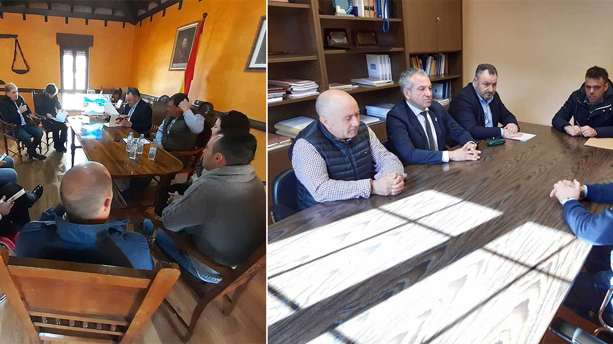 La delegación de la Diputación con los concejales de Oseja de Sajambre (izquierda) y de Maraña. | L.N.C.