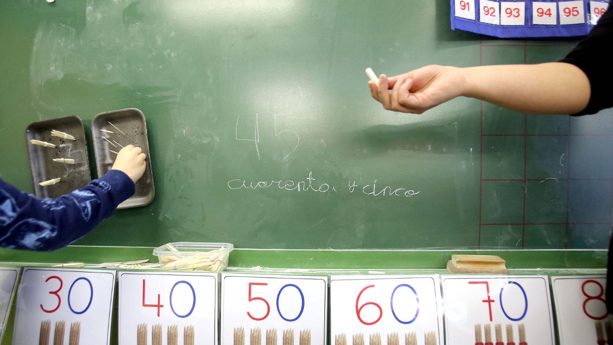 Una profesora mandando hacer una tarea en la pizarra a un alumno. | ICAL