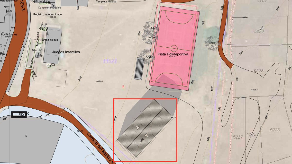 Plano de la situación del nuevo frontón cubierto de la localidad. | L.N.C.