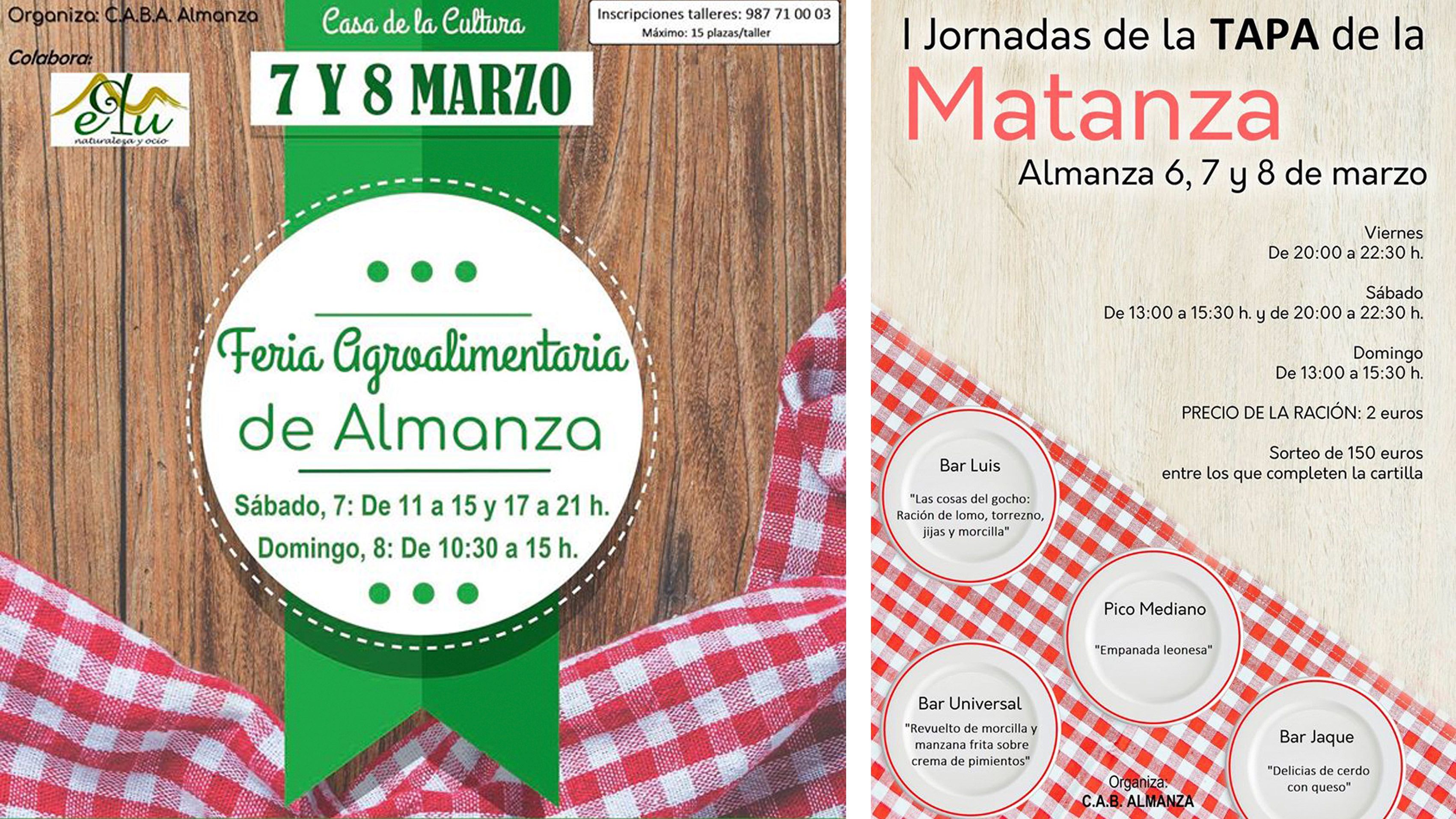 Carteles de los dos eventos que se celebran este fin de semana en Almanza. | L.N.C.