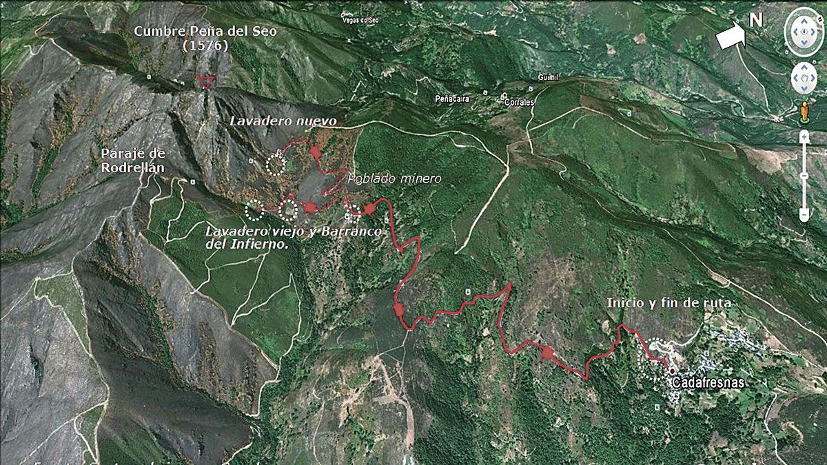 Ubicación de la ruta 'Un paseo por la Peña del Seo', en Google Earth. Ubicación de la ruta 'Un paseo por la Peña del Seo', en Google Earth.