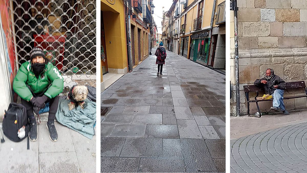 Pobres por las calles de León en estos días de confinamiento y estar en casa.