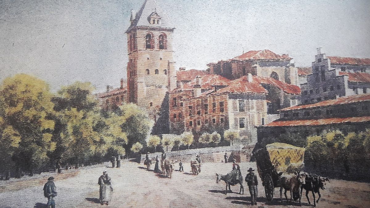 «San Isidoro de León», de 1906, dibujada por Edgar T.A. Wigram en papel.