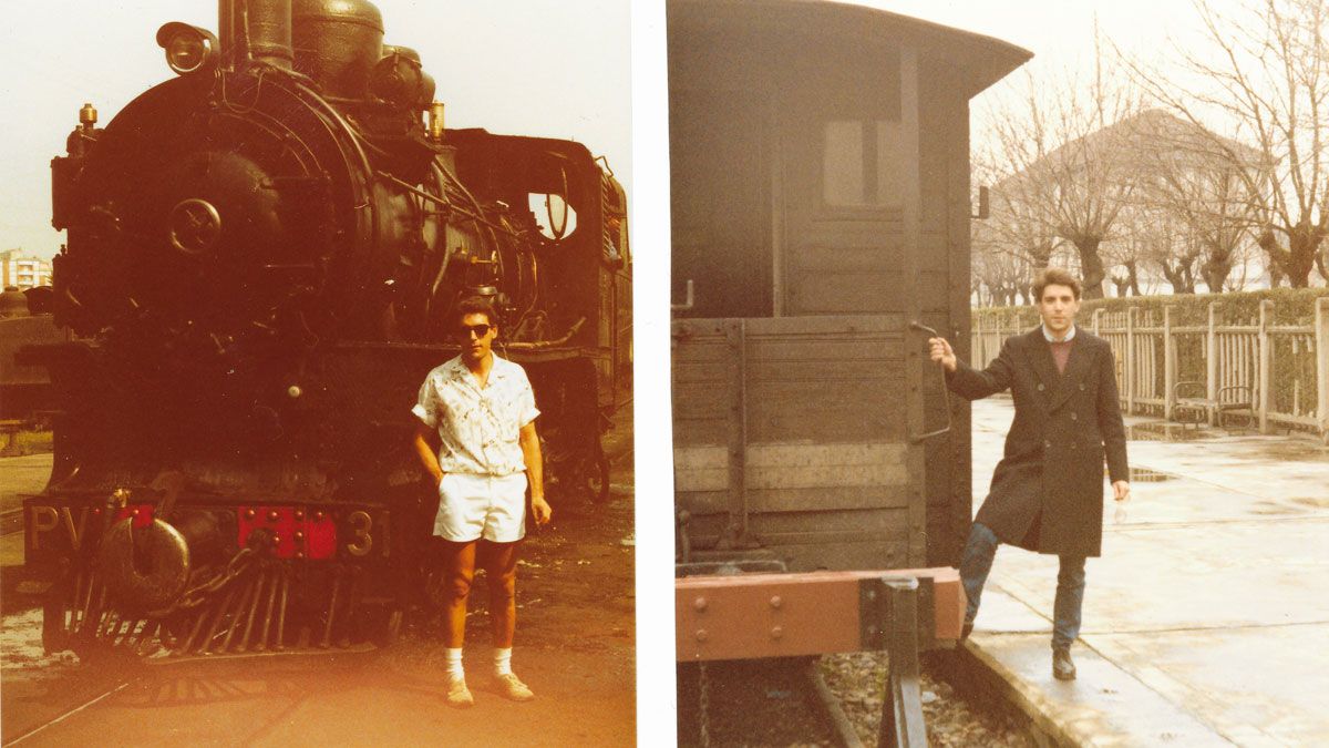 Grgegorio hijo subiéndose al tren en el que trabajaba su padre.
