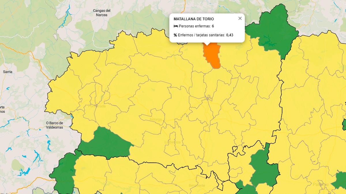 Mapa de incidencia por zonas básicas de salud en los últimos siete días actualizado a diario por la Junta de Castilla y León.