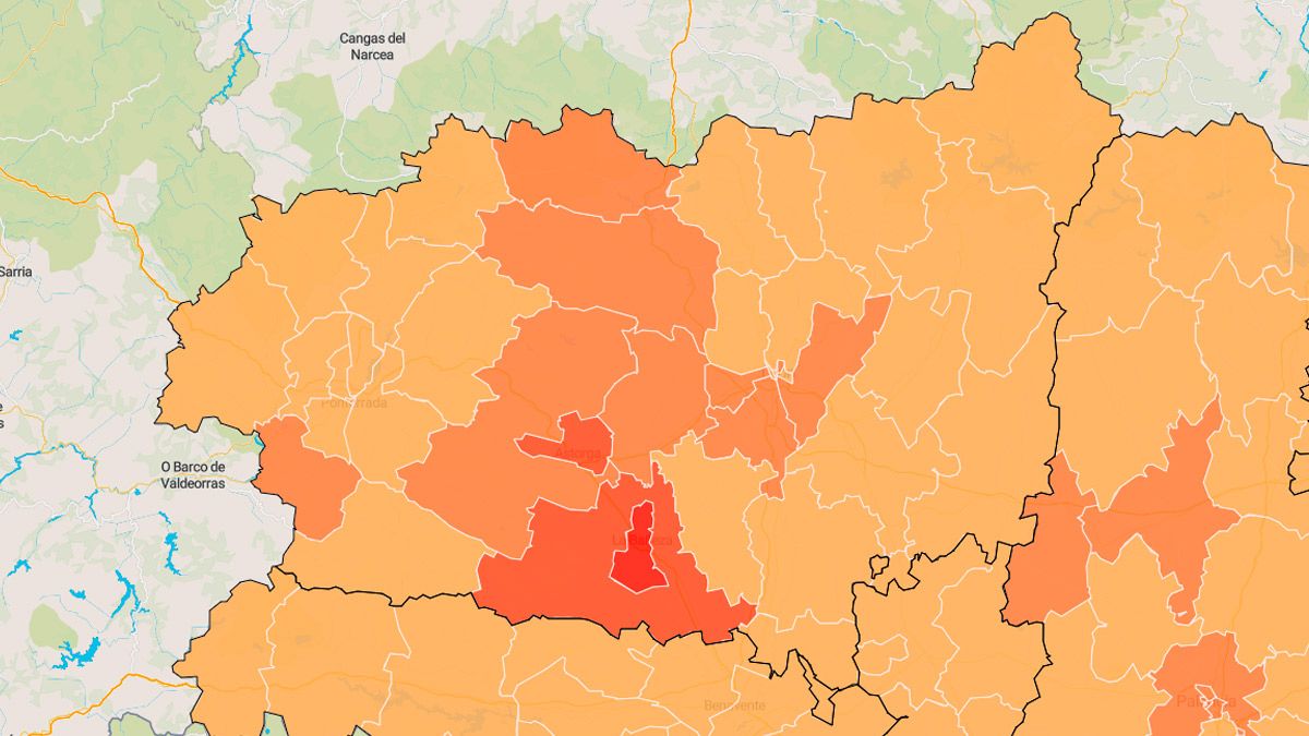 Mapa de incidencia del coronavirus en la provincia de León por zonas básicas de Salud. | JCYL