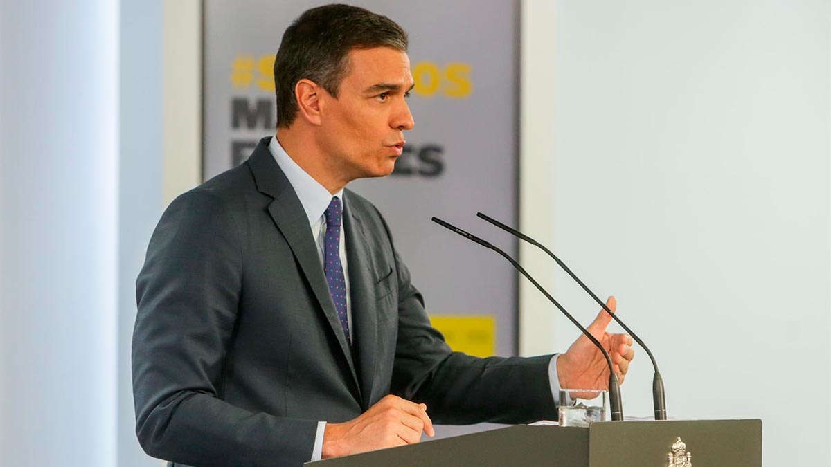 El presidente del Gobierno, Pedro Sánchez, durante su comparecencia de este domingo. | EP