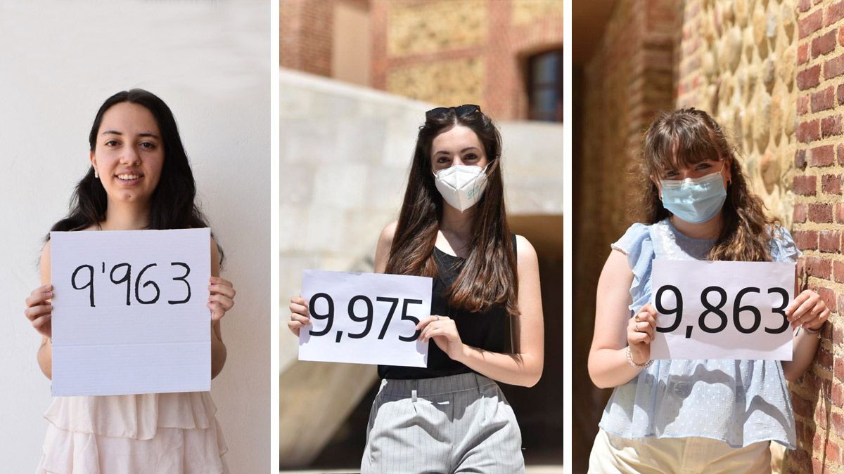 Marina, Alicia y Marta, las tres leonesas con mejor nota en la fase general de la Ebau de este curso. | L.N.C.