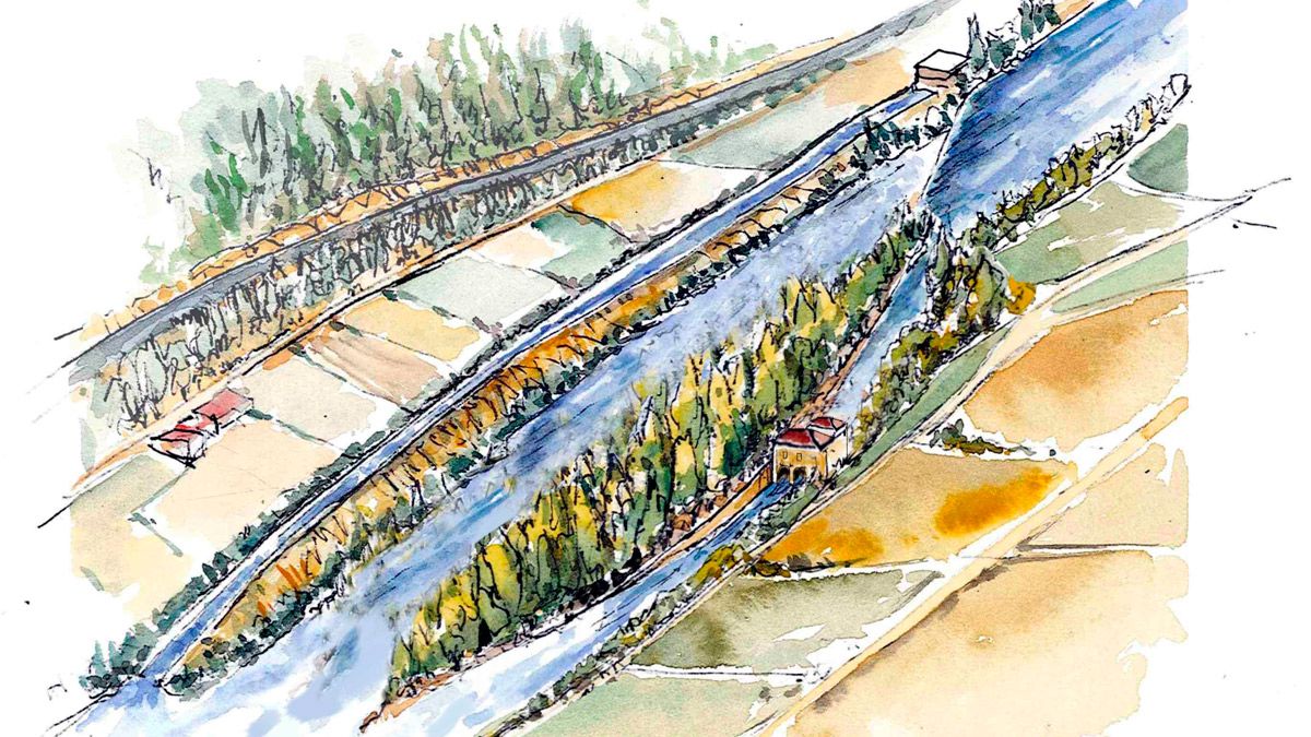 En la fotografía, una acuarela recrea la panorámica del conjunto planteado. | L.N.C.