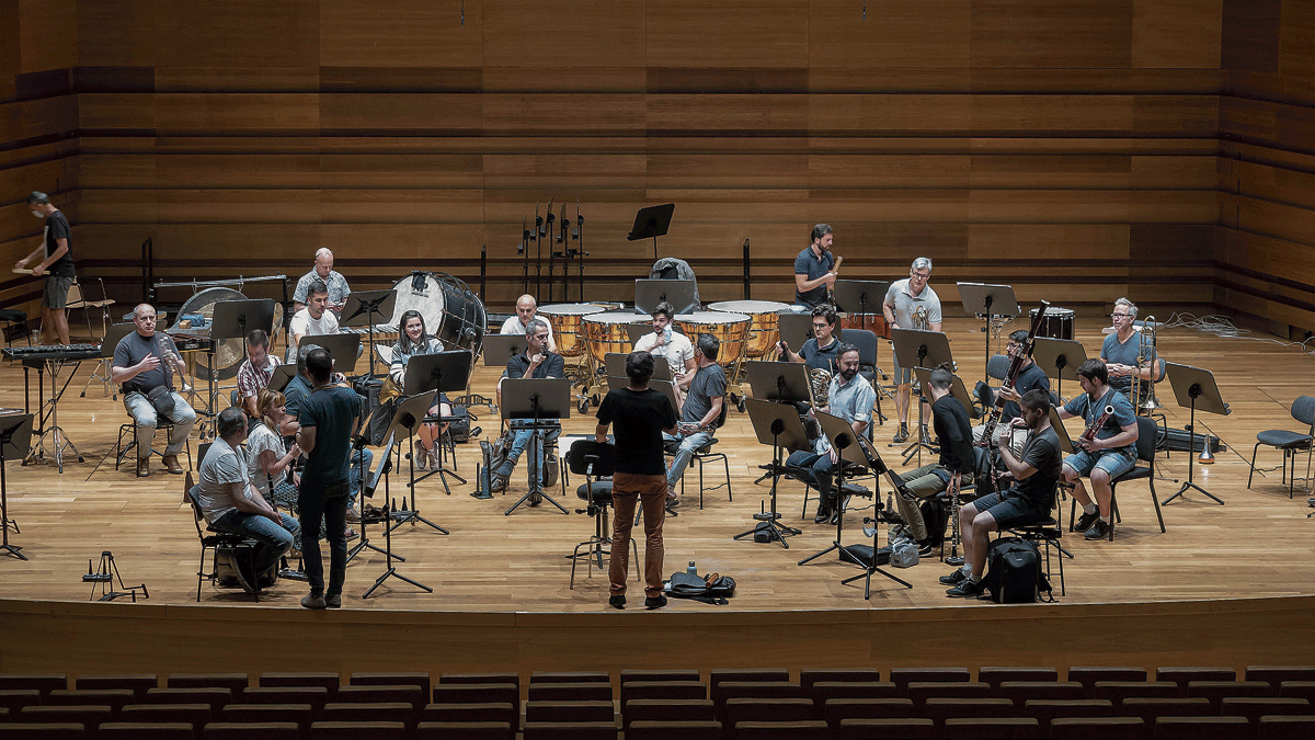 Un ensayo de la agrupación de viento y percusión de la Orquesta Sinfónica de Castilla y León.