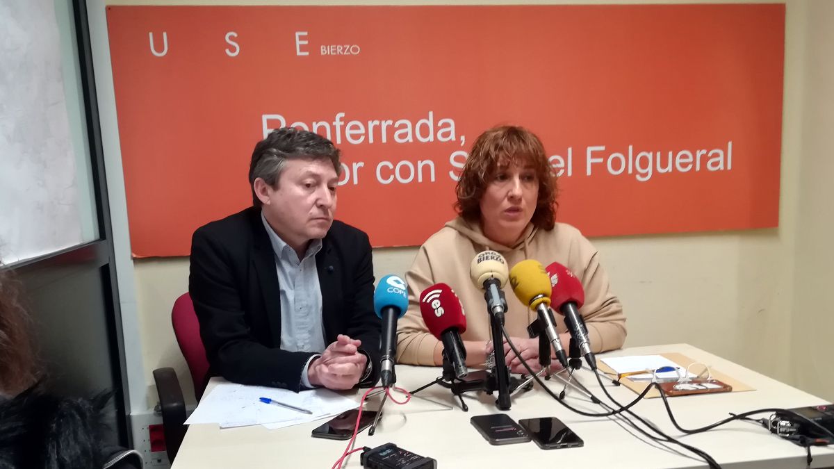 Samuel Folgueral y Cristina López, ediles de USE en Ponferrada, en una imagen de archivo. | L.N.C.