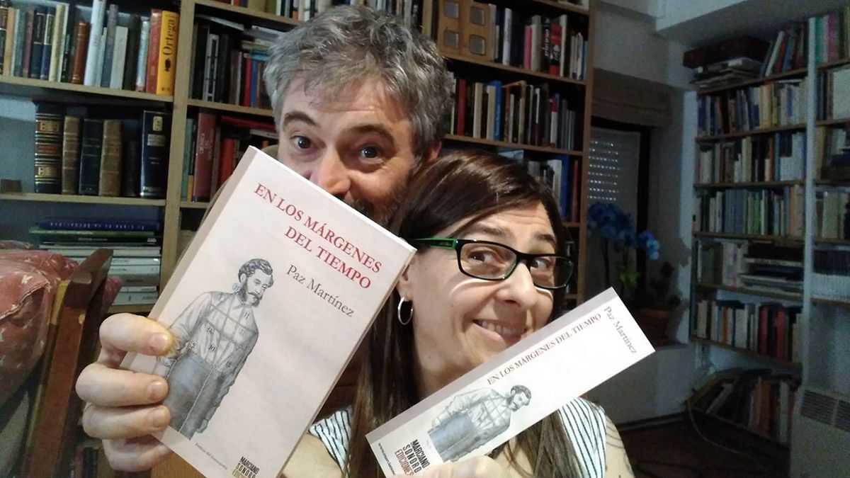 Cristina Pimentel con su compañero de aventura en la editorial Marciano Sonoro, Jesús Palmero.