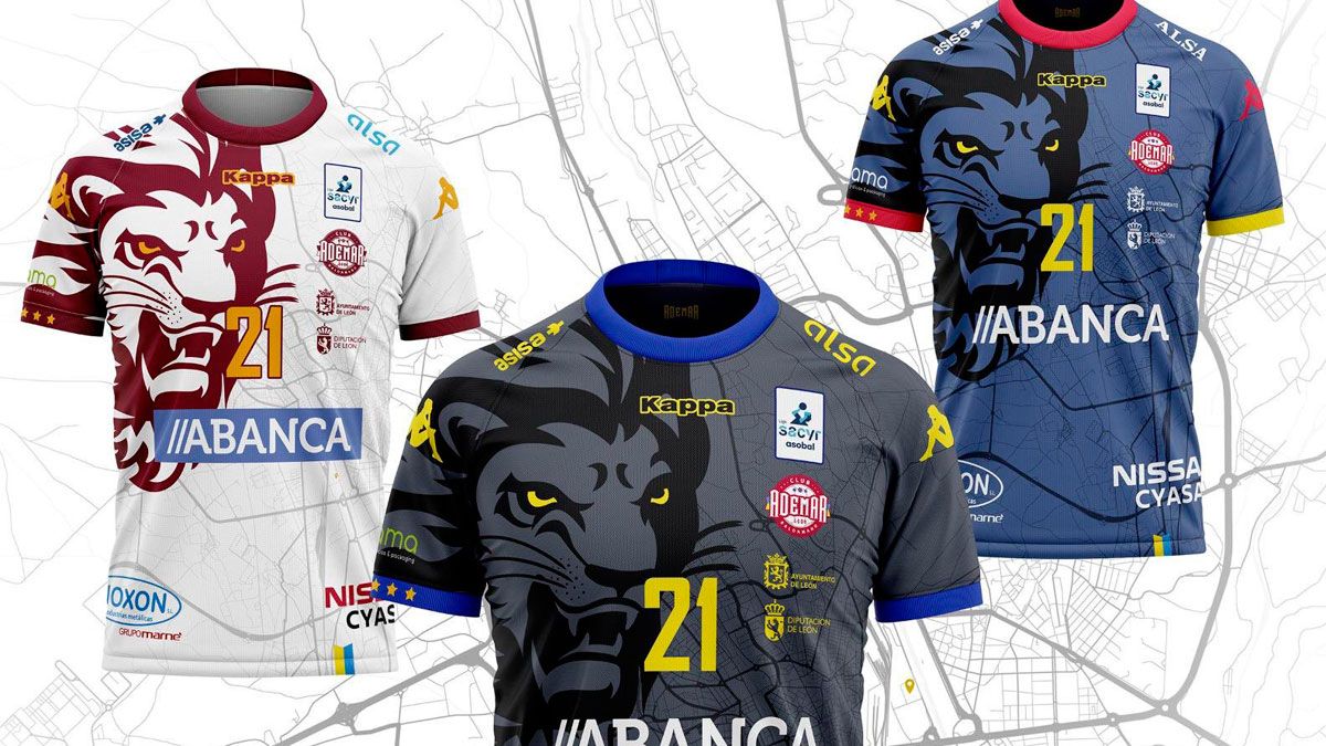 Imagen de las tres camisetas del Ademar.