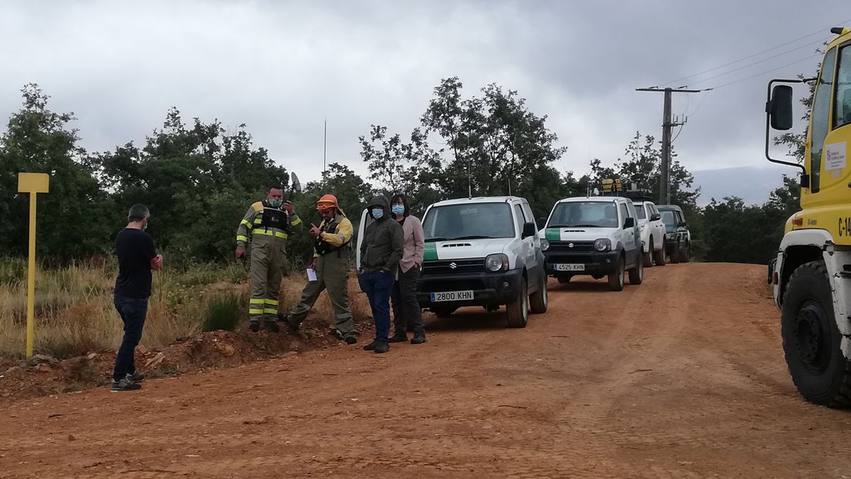 Un instante del simulacro para entrenar la organización ante los grandes incendios. | JCYL