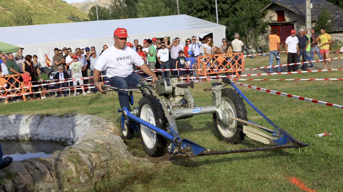 Un instante de la carrera de motosegadoras celebrada en Montrondo.