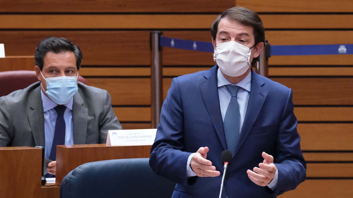 Alfonso Fernández Mañueco, durante su intervención en el pleno de las Cortes. | ICAL