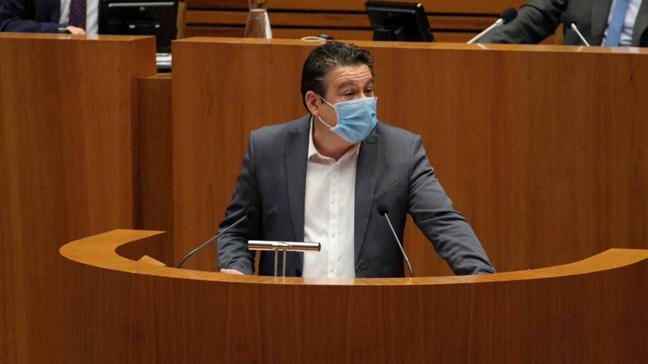 Luis Mariano Santos, durante su intervención de este miércoles en las Cortes. | L.N.C.