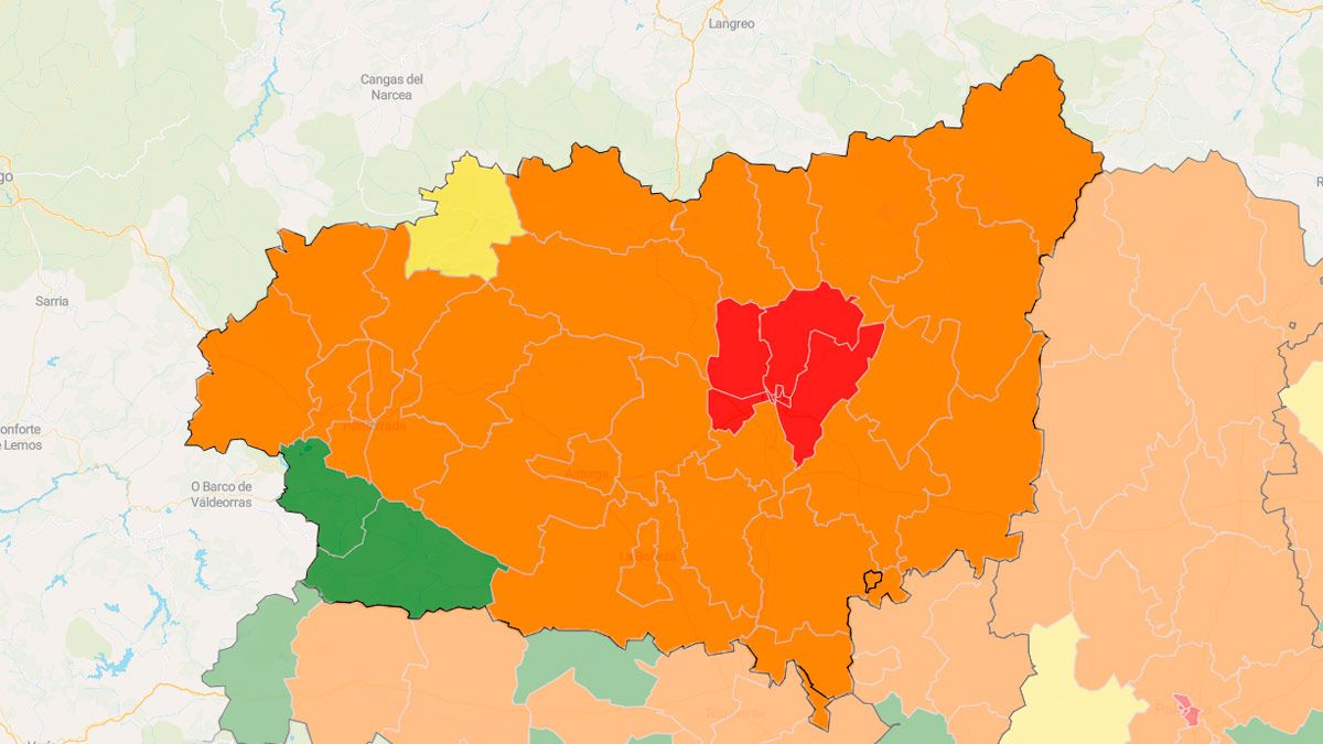 El mapa epidemiológico que muestra la situación de las zonas básicas de salud de León. | L.N.C.