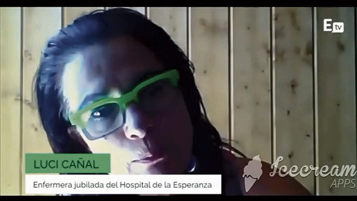 Una imagen de la entrevista que a la enfermera leonesa Lucy Cañal Cañalle hicieron en un canal de televisión de la profesión, Enfermerastv de Barcelona.