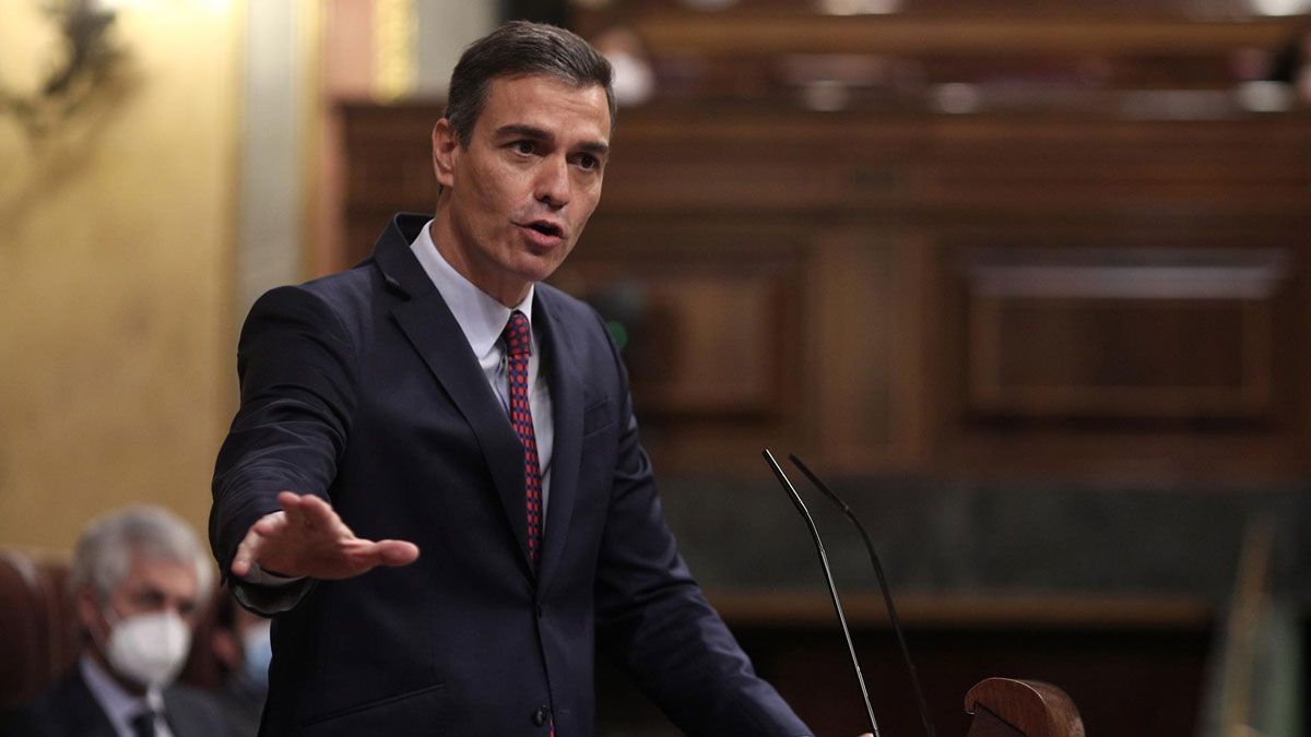 Pedro Sánchez durante su comparecencia. | E.P.