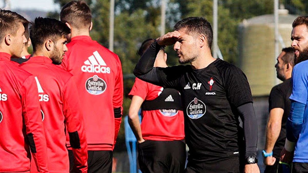 Carlos Hugo, durante el entrenamiento con el Celta. | MOICELESTE