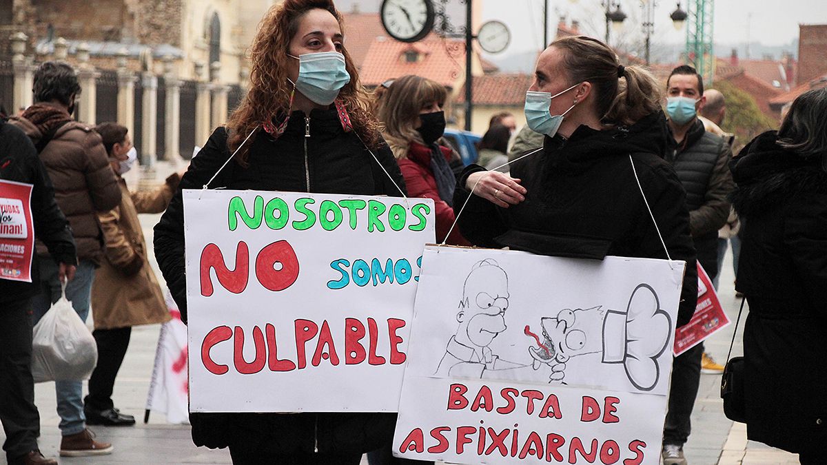Imagen de la manifestación de los hosteleros de León el pasado 12 de noviembre. | ICAL