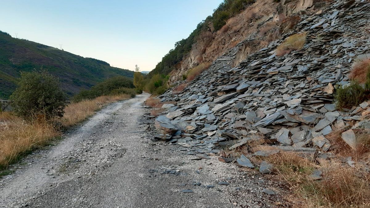 Estado actual de la carretera, sobre la que es peligroso circular por la caída de piedras.