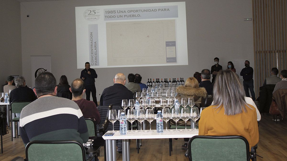Cata vertical celebrada ayer en Bodegas Gordonzello, en Gordoncillo. | T.G.